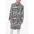 DSQUARED2 Monogram Patterned Denim Trenchcoat With Flap Pockets Black & White