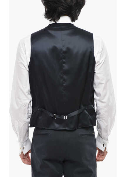 Veste costum CORNELIANI Cc Collection Virgin Wool Waistcoat With Back Martingale Blue Barbati (BM 19689599) 2