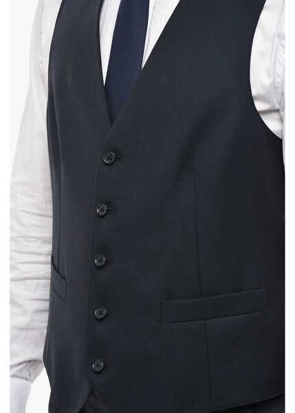 Veste costum CORNELIANI Cc Collection Virgin Wool Waistcoat With Back Martingale Blue Barbati (BM 19689599) 3
