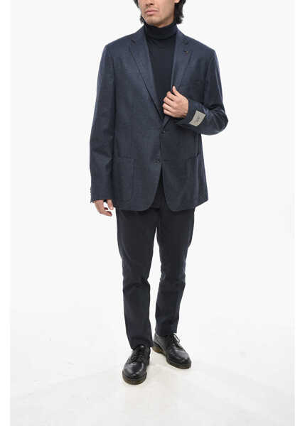 Sacouri CORNELIANI Cc Collection Virgin Wool 2 Button Blazer With Patch Pockets Blue Barbati (BM 19689602) 4