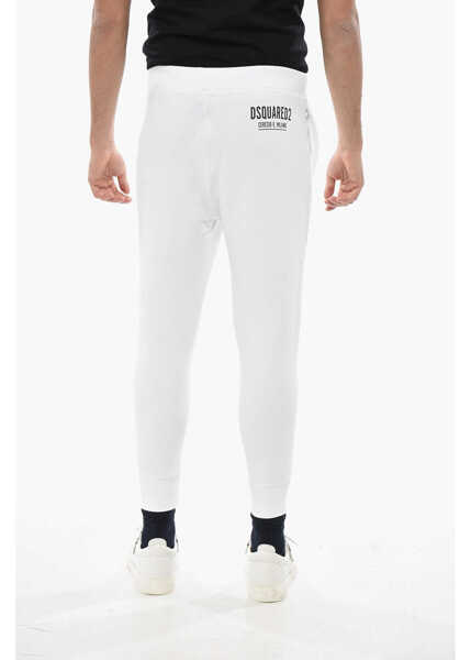 Pantaloni de trening DSQUARED2 Brushed Cotton Sweatpants With Cuffs White Barbati (BM 19689605) 2