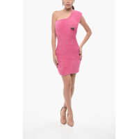 Rochii scurte One-Shoulder Knitted Dress With Logo Charm Femei