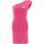 UGG One-Shoulder Knitted Dress With Logo Charm Pink