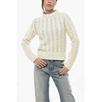 Pulovere Aspesi Openwork Wool Crew Neck Sweater