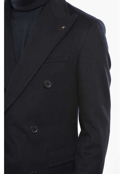 Paltoane CORNELIANI Cc Collection Wool And Cashmere Lined Double Breast Coat Wit Midnight Blue Barbati (BM 19689704) 3
