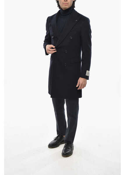 Paltoane CORNELIANI Cc Collection Wool And Cashmere Lined Double Breast Coat Wit Midnight Blue Barbati (BM 19689704) 4