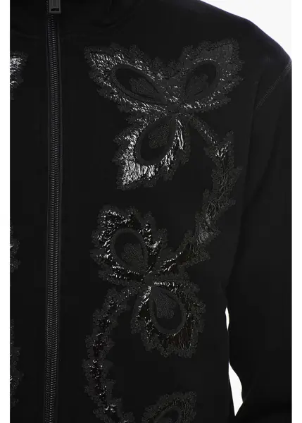 Bluze de trening DSQUARED2 Mock Neck Full-Zip Sweatshirt With Embroideries Black Barbati (BM 19689713) 3