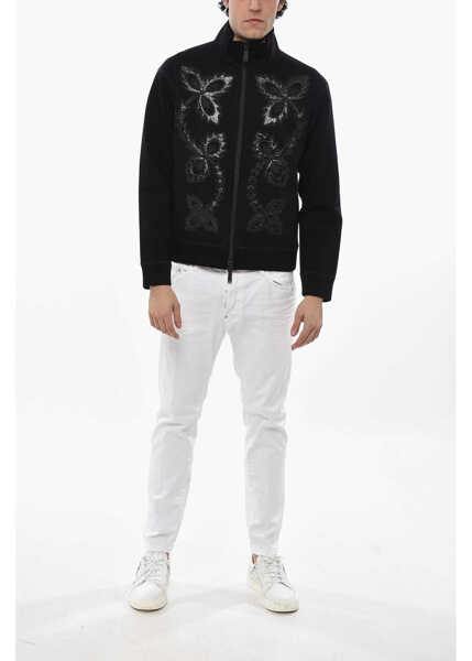 Bluze de trening DSQUARED2 Mock Neck Full-Zip Sweatshirt With Embroideries Black Barbati (BM 19689713) 4