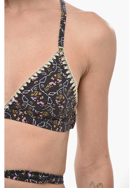 Sutiene Isabel Marant Triangle Bikini Top With Floral Motif Black Femei (BM 19689716) 3