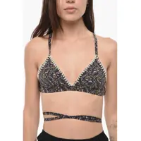 Sutiene Triangle Bikini Top With Floral Motif Femei