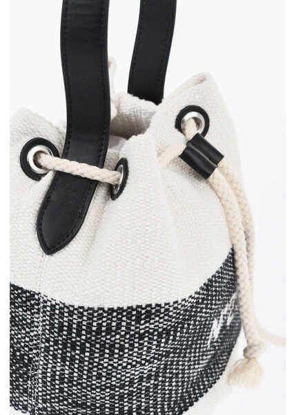 Genti de mana N21 Two Tone Canvas Bucket Bag With Robe Drawstring Beige Femei (BM 19689722) 3