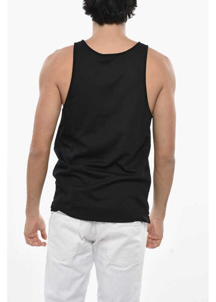Tricouri DSQUARED2 Cotton Blend Tank Top With Printed Logo Black Barbati (BM 19689734) 2