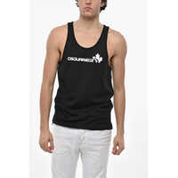 Tricouri Cotton Blend Tank Top With Printed Logo Barbati