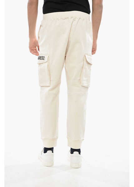 Pantaloni de trening DSQUARED2 Brushed Cotton Cargo Sweatpants With Embossed Logo White Barbati (BM 19689737) 2