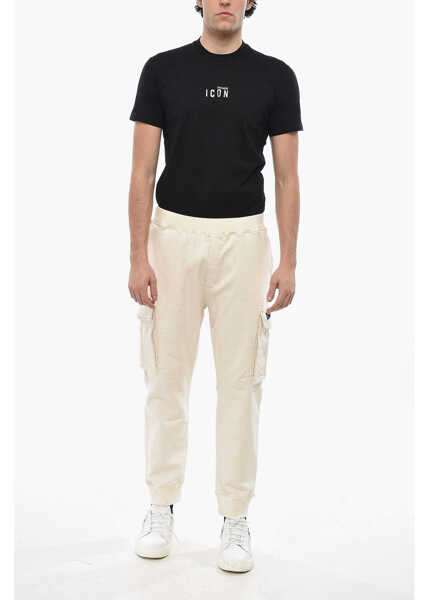 Pantaloni de trening DSQUARED2 Brushed Cotton Cargo Sweatpants With Embossed Logo White Barbati (BM 19689737) 4