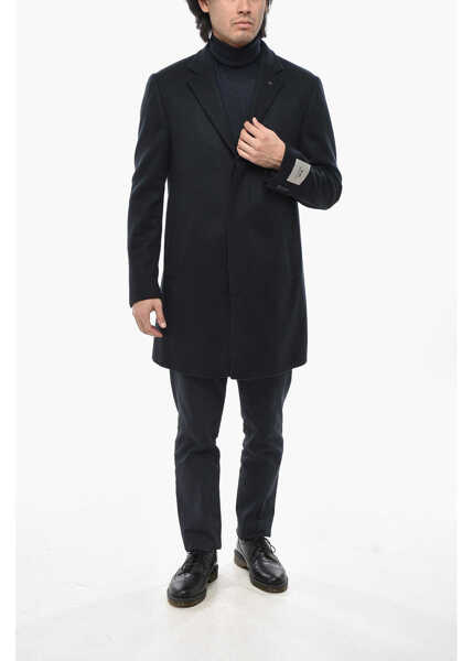 Paltoane CORNELIANI Cc Collection Virgin Wool Lined Coat With Center Vent Midnight Blue Barbati (BM 19689749) 4