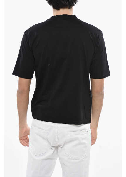 Tricouri DSQUARED2 Crew Neck Cotton T-Shirt With Printed Logo Black Barbati (BM 19689761) 2