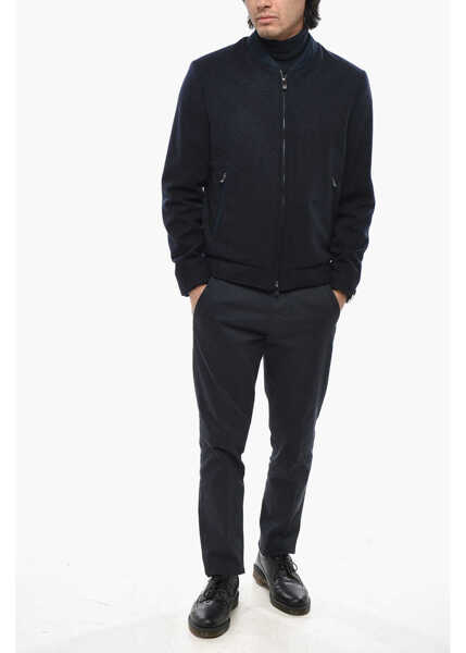 Jachete CORNELIANI Virgin Wool Sportwear Bomber With Frontal Zip Blue Barbati (BM 19689770) 4