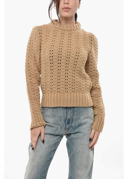 Pulovere Aspesi Openwork Wool Crew Neck Sweater Beige Femei (BM 19689779) 1