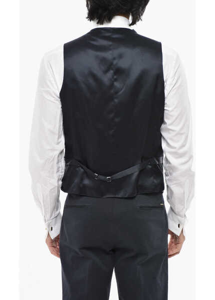 Veste costum CORNELIANI Cc Collection Virn Wool Waistcoat With Back Martingale Blue Barbati (BM 19689788) 2