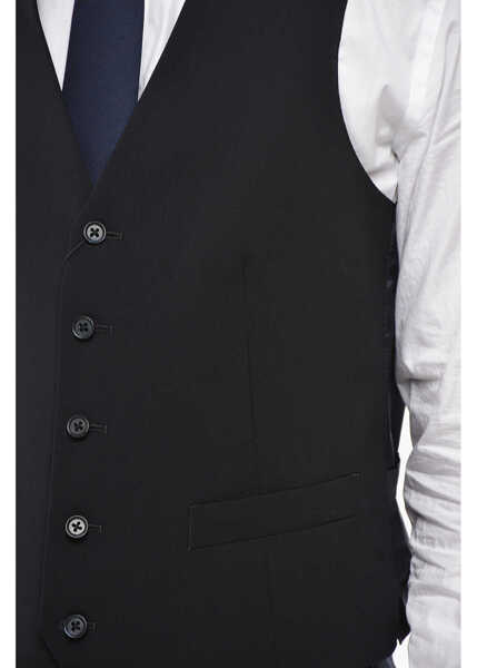 Veste costum CORNELIANI Cc Collection Virn Wool Waistcoat With Back Martingale Blue Barbati (BM 19689788) 3