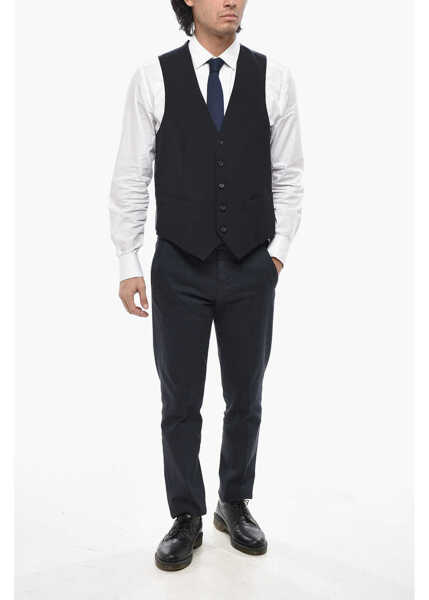 Veste costum CORNELIANI Cc Collection Virn Wool Waistcoat With Back Martingale Blue Barbati (BM 19689788) 4