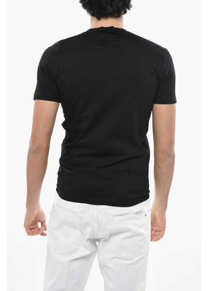 Tricouri DSQUARED2 Crew Neck Ibra T-Shirt With Ton Sur Ton Print Black Barbati (BM 19689797) 2