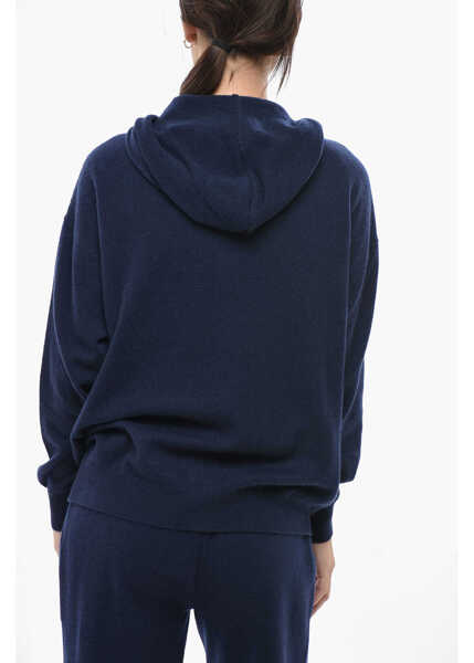 Pulovere BRUNO MANETTI Cashmere Hooded Sweater With Full Zip Blue Femei (BM 19689803) 2