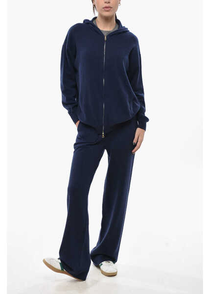 Pulovere BRUNO MANETTI Cashmere Hooded Sweater With Full Zip Blue Femei (BM 19689803) 4