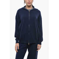 Pulovere Cashmere Hooded Sweater With Full Zip Femei