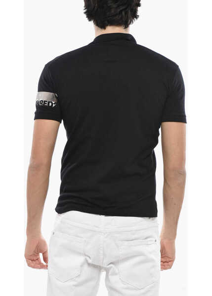 Tricouri Polo DSQUARED2 Cotton Polo With Lam Print Black Barbati (BM 19689806) 2