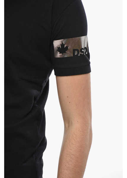 Tricouri Polo DSQUARED2 Cotton Polo With Lam Print Black Barbati (BM 19689806) 3