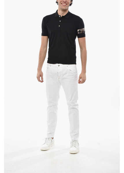 Tricouri Polo DSQUARED2 Cotton Polo With Lam Print Black Barbati (BM 19689806) 4