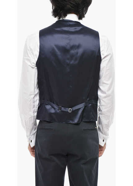 Veste costum CORNELIANI Cc Collection Solid Color Waistcoat With Martingale Blue Barbati (BM 19689812) 2