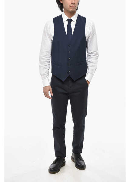 Veste costum CORNELIANI Cc Collection Solid Color Waistcoat With Martingale Blue Barbati (BM 19689812) 4