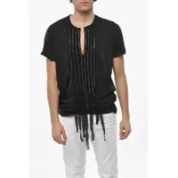 Tricouri Crew Neck T-Shirt With Fringes And Chain Details Barbati