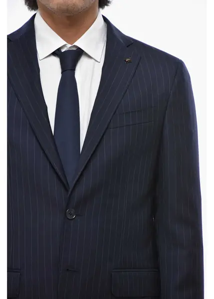 Costume CORNELIANI Cc Collection Pinstriped Virgin Wool Suit With Flap Pockets Blue Barbati (BM 19694492) 3