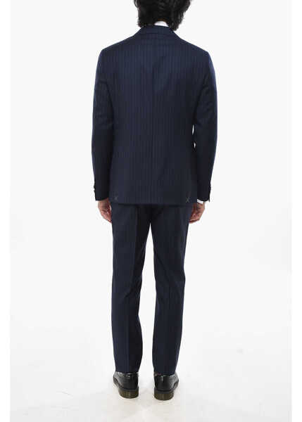 Costume CORNELIANI Cc Collection Pinstriped Virgin Wool Suit With Flap Pockets Blue Barbati (BM 19694492) 4