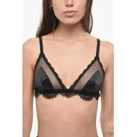 Sutiene Satin Triangle Bra With Mesh Inserts Femei