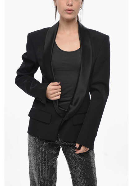 Sacouri DSQUARED2 Virgin Wool Blazer With Satin Shawl Lapel Black Femei (BM 19694516) 1