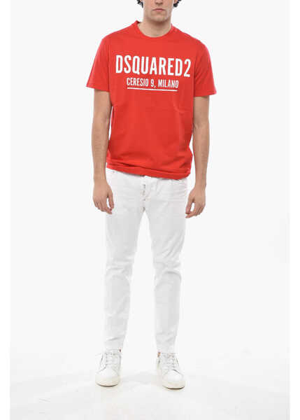 Tricouri DSQUARED2 Crew Neck Ceresio Cotton T-Shirt Red Barbati (BM 19694525) 4