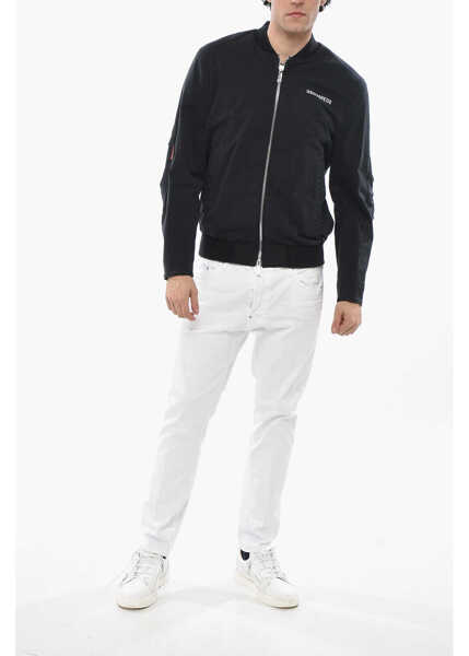 Bomber jacket DSQUARED2 Cotton Blend Bomber Jacket With Printed Logo Black Barbati (BM 19694540) 4