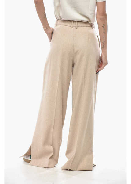 Pantaloni casual THE GARMENT Single-Pleated Mille Wool Blend Pants Beige Femei (BM 19694546) 2
