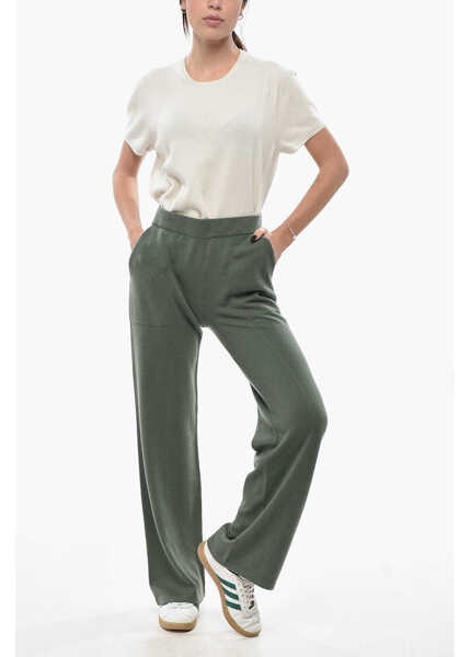 Pantaloni de trening BRUNO MANETTI Pure Cashmere Sweatpants With Elastic Waistband Military Green Femei (BM 19694555) 4
