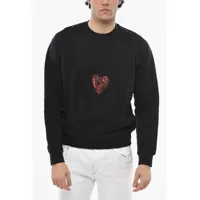 Bluze de trening Crew Neck Brushed Leather Sweatshirt With Textured Print Barbati