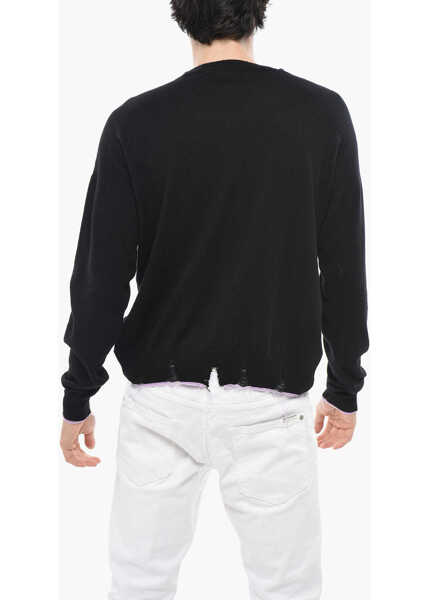 Pulovere DSQUARED2 Wool Blend Sweater With Contrasting Edges Black Barbati (BM 19694588) 2