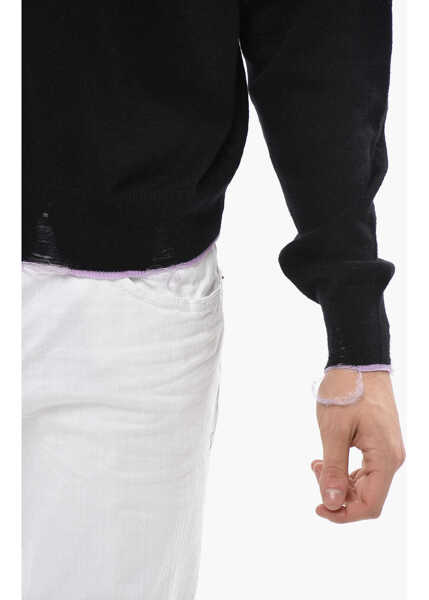 Pulovere DSQUARED2 Wool Blend Sweater With Contrasting Edges Black Barbati (BM 19694588) 3