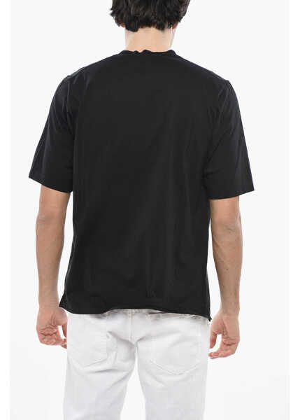 Tricouri DSQUARED2 Crew Neck Cotton T-Shirt With Printed Logo Black Barbati (BM 19694591) 2