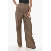 Pantaloni casual Check Patterned Wool Palazzo Pants Femei