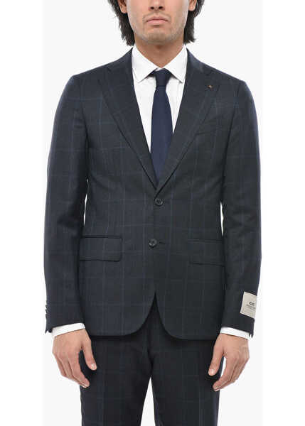 Costume CORNELIANI Cc Collection District Check Virgin Wool Side Vents Notch La Blue Barbati (BM 19695146) 2